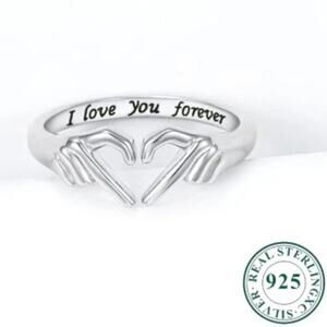 Hands Heart Silver Ring Adjustable Hands Christmas Valentine's Birthday Gift NEW